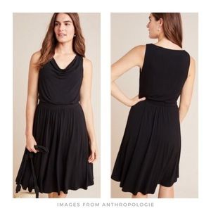 Maeve by Anthropologie Brianne Black Cowl Neck Flare Skirt Dress Size XS